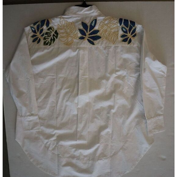 SER.O.YA Women Sz 2XS White Oversized Embellished Beaded Button-Up L/S Shirt - Picture 13 of 13
